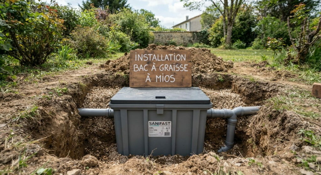 Installation bac à graisse à Mios (2) Installation bac à graisse à Mios