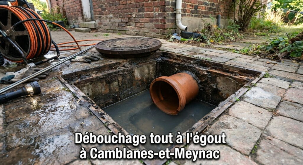 Tout à l'égout à Camblanes-et-Meynac avant débouchage Tout à l'égout à Camblanes-et-Meynac avant débouchage